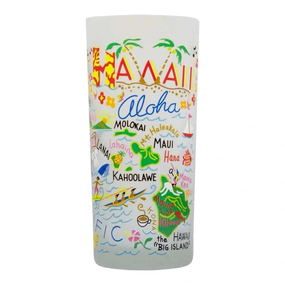 Hawaii Aloha Frosted‎ Pint Glass CatStudio 2015 Hawaiian Islands Travel Souvenir